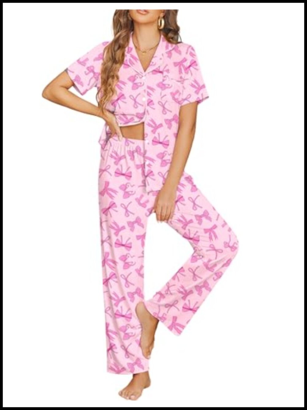 Women's Pajama Set Button Down Short Sleeve 2 Piece Sleepwear Lounge Set
